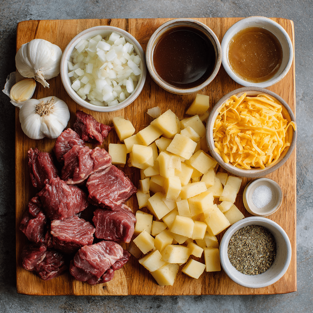 Crockpot Loaded Steak And Potato Bake: Surprisingly and Easy 10 Ingredients for crockpot loaded steak and potato bake