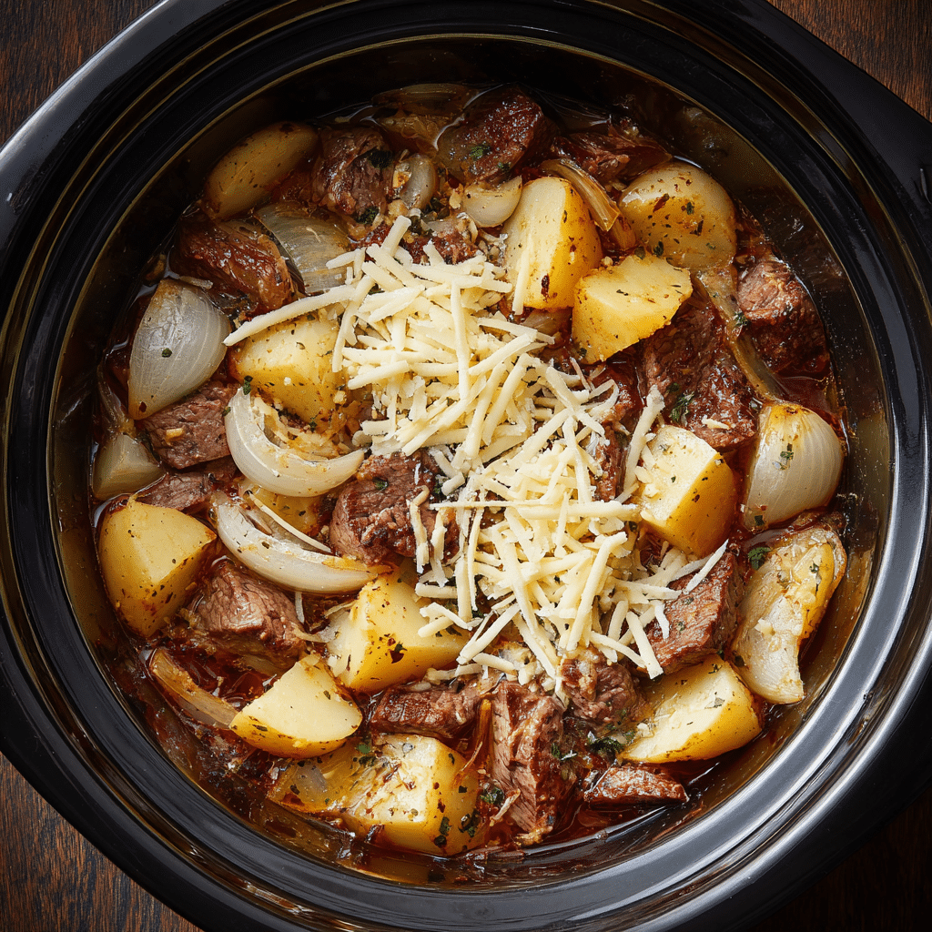 Crockpot Loaded Steak And Potato Bake: Surprisingly and Easy 11 Crockpot cooking steak and potato bake layers