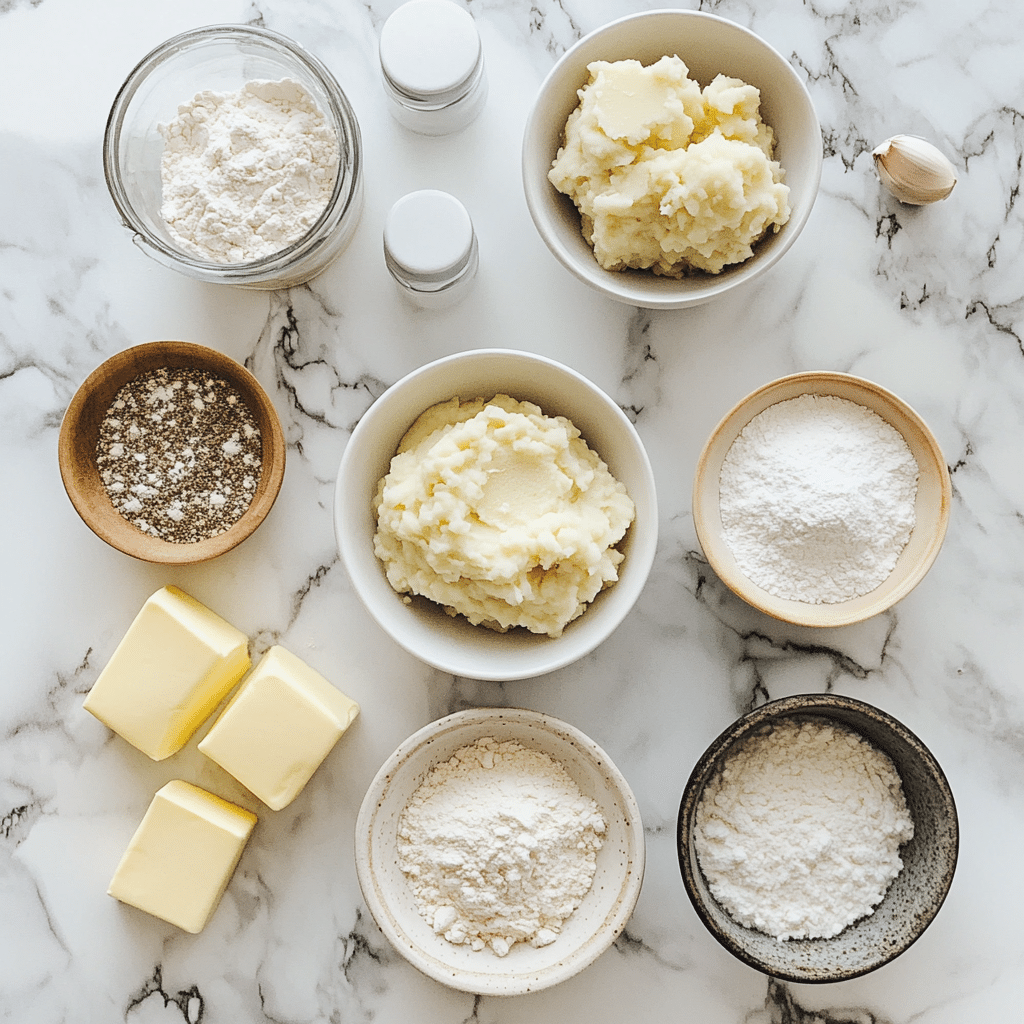 Sourdough Potato Bread Recipe – Soft, Flavorful, and Easy to Make 10 sourdough potato bread ingredients laid out