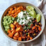 Sweet Potato Taco Bowl: Healthy, Easy & Flavor-Packed Dinner Idea 8 sweet potato taco bowl served with avocado and beef