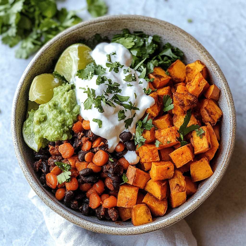 Sweet Potato Taco Bowl: Healthy, Easy & Flavor-Packed Dinner Idea 10 sweet potato taco bowl served with avocado and beef